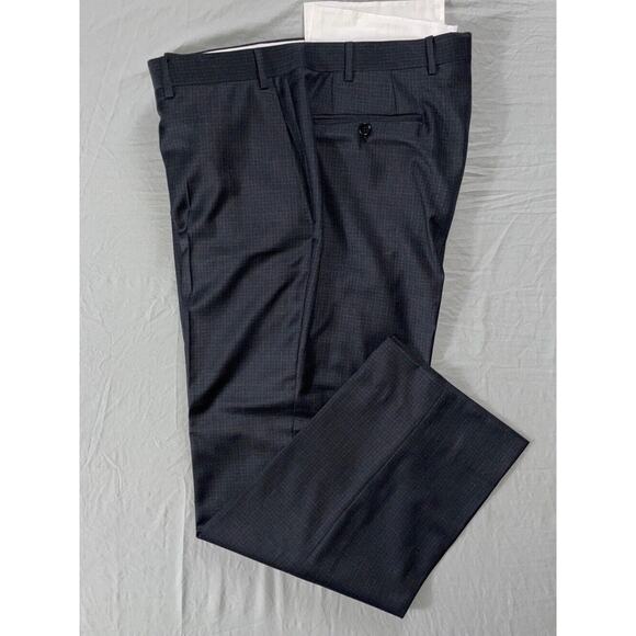 Canali Italy Flat Front Wool Dress Pants Slacks. Gray Check Men's 36X27.5 EUC